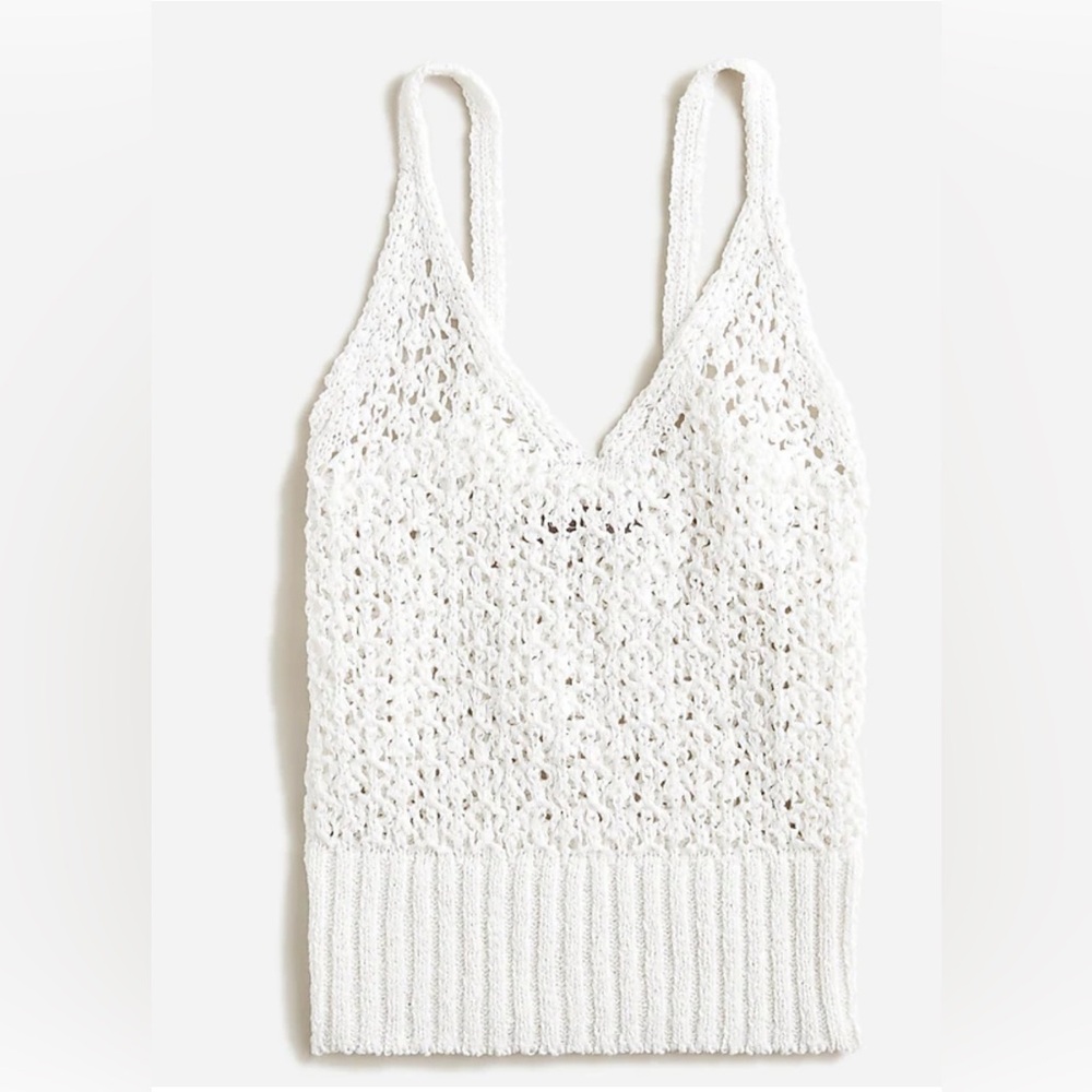 NWOT J. Crew Cropped V-neck Sweater-tank in textured Pointelle